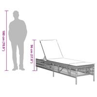 Ligbed met kussen poly rattan bruin - thumbnail