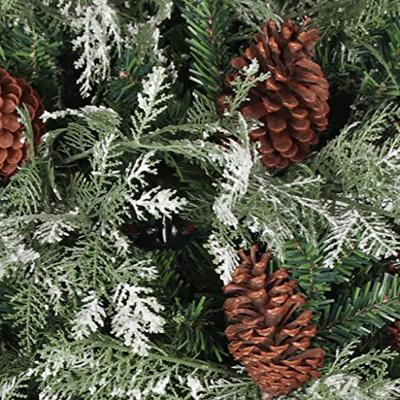 VidaXL Kerstboom met dennenappels 150 cm pvc en pe groen en wit