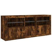 Dressoir met LED-verlichting 162x37x67 cm bruin eiken - thumbnail
