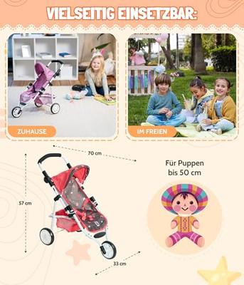 Poppenwagen Jogger Lola - Hearts Lila