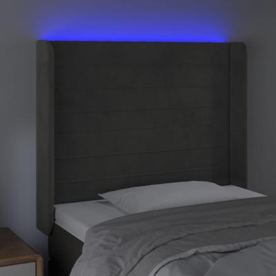 Hoofdbord LED 83x16x118/128 cm fluweel donkergrijs - thumbnail