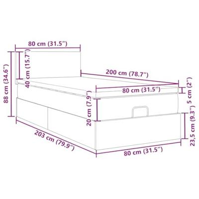 Ottoman bed met matras en LED's 80x200cm fluweel lichtgrijs