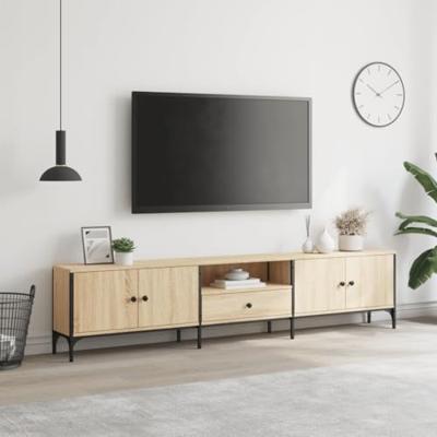 Tv-meubel met lade 200x25x44 cm bewerkt hout sonoma eikenkleur