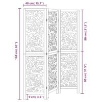 Kamerscherm met 3 panelen massief paulowniahout zwart - thumbnail