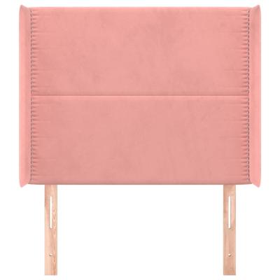 Hoofdbord met randen 83x16x118/128 cm fluweel roze - thumbnail