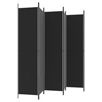 Kamerscherm met 6 panelen 300x220 cm stof zwart - thumbnail