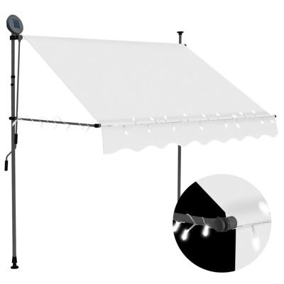 Luifel handmatig uitschuifbaar met LED 150 cm crèmekleurig