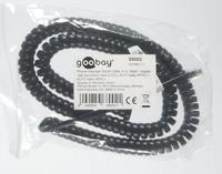 Goobay 68002 telefoonkoptelefoon spiraalkabel, platte kabel met RJ10-stekker (4P4C) naar RJ10-stekker (4P4C); zwart; 4 meter - thumbnail
