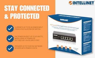 Intellinet PoE-Powered 5-Port Gigabit Netwerk switch RJ45 10 / 100 / 1000 MBit/s IEEE 802.3af (12.95 W), IEEE 802.3at (25.5 W), IEEE 802.3bt Intellinet PoE-Powered 5-Port Gigabit Netwerk switch RJ45 10 / 100 / 1000 MBit/s IEEE 802.3af (12.95 W), IEEE 802.3at (25.5 W), IEEE 802.3bt
