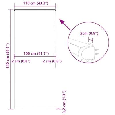 Doucherolgordijn met cassette 110x240 cm stofbreedte 106 cm