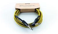 Cordial 14775 Jackplug Instrumenten Aansluitkabel [1x Jackplug male 6,3 mm (mono) - 1x Jackplug male 6,3 mm (mono)] 1.50 m Zwart, Geel Textielmantel - thumbnail