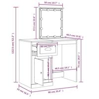 Kaptafel met LED-verlichting 90x42x132,5 cm grijs sonoma - thumbnail
