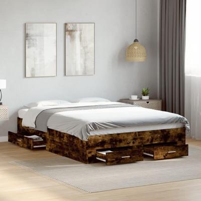 Bedframe met lades bewerkt hout gerookt eikenkleurig 140x190 cm