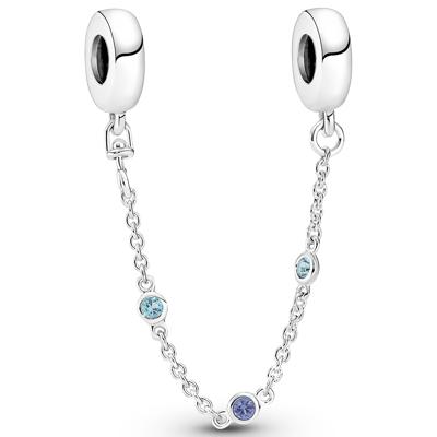 Pandora 791688C01 Bedel Veiligheidsketting Triple Blue Stone zilver-kristal blauw Pandora 791688C01 Bedel Veiligheidsketting Triple Blue Stone zilver-kristal blauw