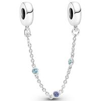 Pandora 791688C01 Bedel Veiligheidsketting Triple Blue Stone zilver-kristal blauw - thumbnail