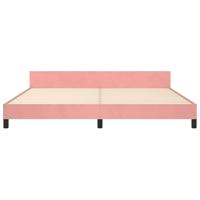 Bedframe met hoofdeinde fluweel roze 200x200 cm - thumbnail