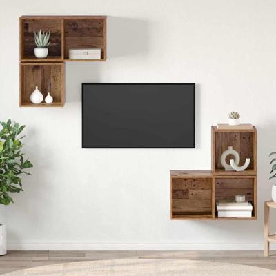 Tv-meubelset 4 pcs Oud hout 37 x 37 x 72 cm Bewerkt hout