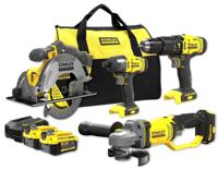 Stanley Fatmax schroefklopboor, slagschroevendraaier, cirkelzaag, haakse slijper 18V + 2 accu's + softbag - thumbnail