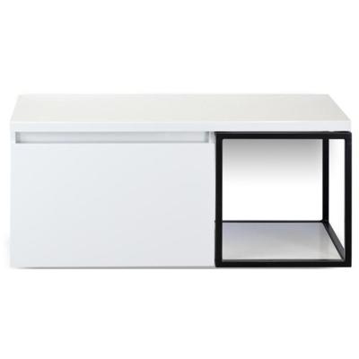 Frozen Badmeubelset 100 cm - Greeplijst in Kleur - Zwart Frame - Wastafelbovenblad Wit Hoogglans