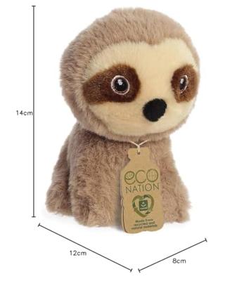Eco Nation Pluchen knuffel - mini - luiaard - 13 cm