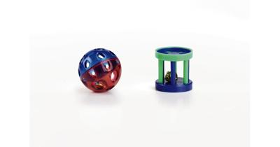 Beeztees Balletje+Roller/Bel - Kattenspeelgoed - 4 cm - 2ST