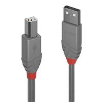 LINDY USB-kabel USB 2.0 USB-A stekker, USB-B stekker 2.00 m Grijs 36683 - thumbnail