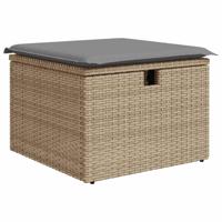 7-delige Loungeset met kussens poly rattan beige - thumbnail