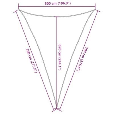 Zonnezeil 160 g/m driehoekig 5x7x7 m HDPE zwart Zonnezeil 160 g/m driehoekig 5x7x7 m HDPE zwart