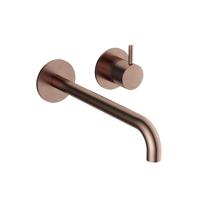 Inbouw Wastafelkraan Hotbath Cobber 25 cm Gebogen Uitloop 1-Hendel Geborsteld Koper PVD - thumbnail