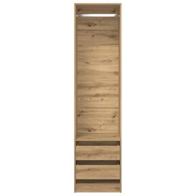 Kledingkast 50x50x200 cm bewerkt hout artisanaal eikenkleurig