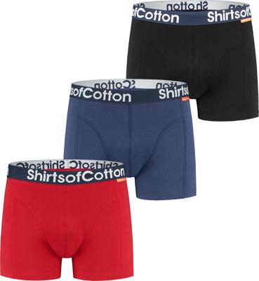 ShirtsofCotton Heren Boxershorts Multicolor Zwart Navy Rood 3-pack