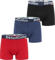 ShirtsofCotton Heren Boxershorts Multicolor Zwart Navy Rood 3-pack - thumbnail