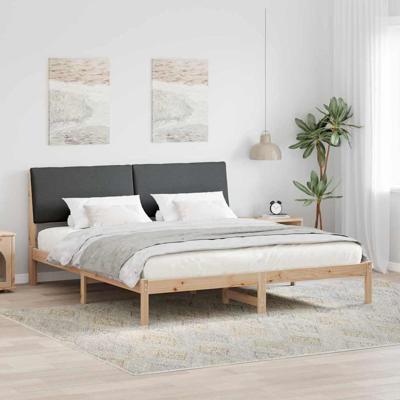 Bedframe Bruin en donkergrijs 200 x 200 cm Massief grenenhout