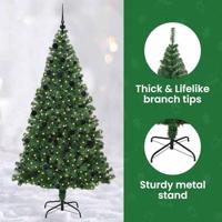 VidaXL Kunstkerstboom groen 210 cm pvc en staal en kunststof - thumbnail