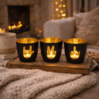 Metalen Waxinelichthouder Handgebaren - Set van 3 - thumbnail