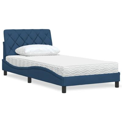 Bed met matras stof blauw 120x200 cm - thumbnail