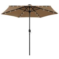 VidaXL Parasol met led-verlichting en aluminium paal 270 cm taupe - thumbnail