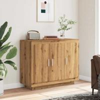 Dressoir 92x35x75 cm bewerkt hout artisanaal eikenkleur - thumbnail