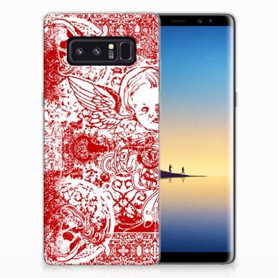 Silicone Back Case Samsung Galaxy Note 8 Angel Skull Rood