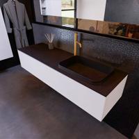 Badkamermeubelset Mondiaz Erin 150 cm met 1 Lade met RIDGE Wastafel Rechts Urban met 1 kraangat Greeploos Mat Carrara - thumbnail