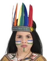 Indianen hoofdband kind met gekleurde veren - thumbnail