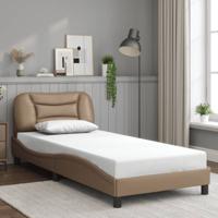 Bedframe met hoofdbord kunstleer cappucinnokleurig 80x200 cm - thumbnail