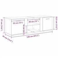 Tv-meubel 120x34x37 cm bewerkt hout zwart - thumbnail