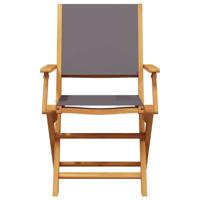 Tuinstoelen 4 st inklapbaar massief hout en stof antracietkleur - thumbnail