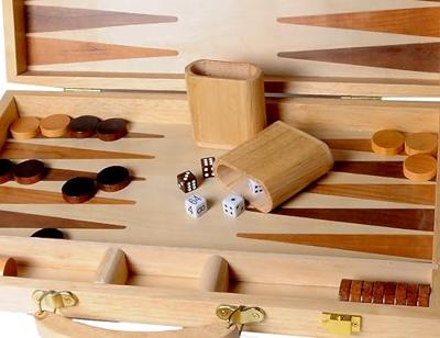 Backgammon hout bruin 48 x 38 cm - thumbnail