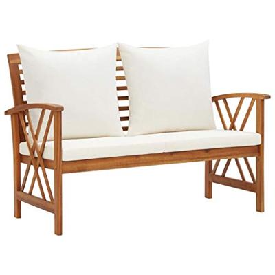 2-delige Loungeset met kussens massief acaciahout - thumbnail