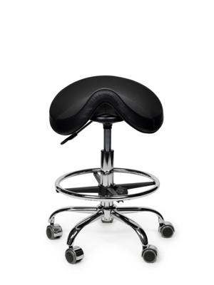 Premium zadelkruk zwart laag met voetring