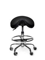 Premium zadelkruk zwart laag met voetring - thumbnail