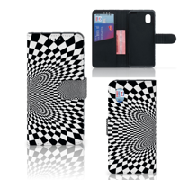 Illusie Hoesje Alcatel 1B (2020) Kunstleer TPU Zwart Wit Met Vakjes Voor Kaarten En Geld | Book Case - thumbnail