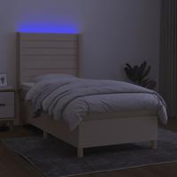 Boxspring met matras en LED stof crèmekleurig 90x190 cm - thumbnail